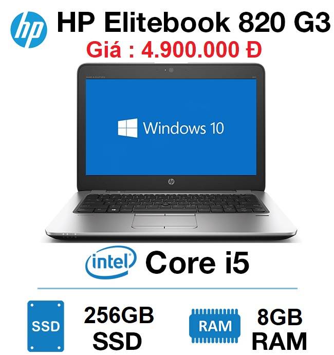 HP ELITEBOOK 820 G3 I5 6300U 8GB 256GB 12.5